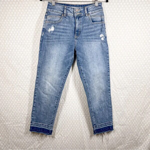 Kancan High Rise Straight Raw Hem Jeans